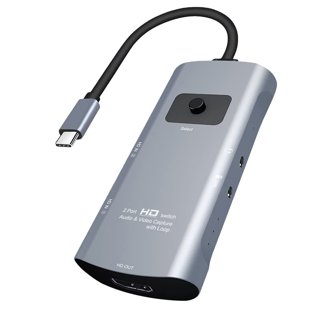 Tobo Z54A HD Output + 2 x HD Input + Mic + Audio to Type-C Video Capture Switc… product image