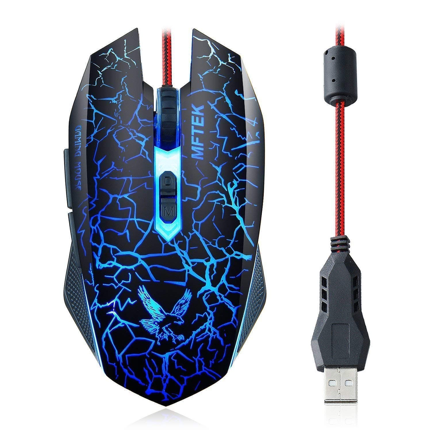 MFTEK 2000 dpi LED Backlit USB Wired Unbreakable ABS Body Gaming Mouse (Black) product image